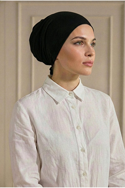SilkTouch Black Turban Hijab Bun Bonnet