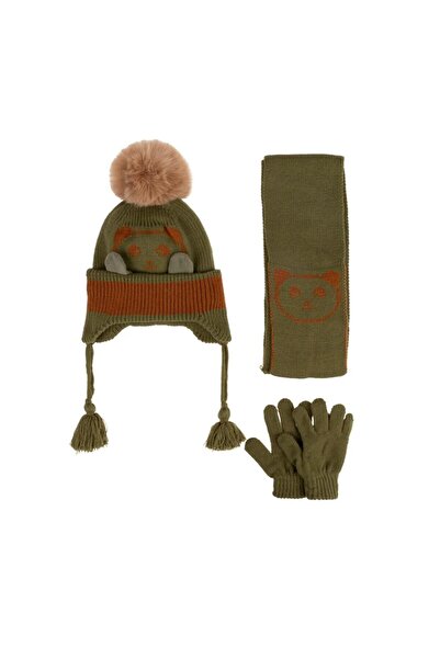 Kitti 1-4 Years Old Boy's Scarf, Beanie, Gloves Set with Fleece Inside 3-Piec...
