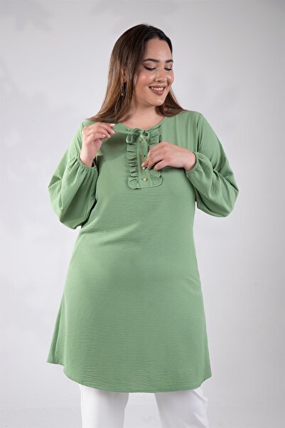 Roxxlen Γυναικείο τουνίκ με λεπτομέρεια στο γιακά σε μεγάλο μέγεθος