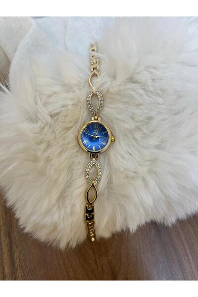 SPOLO GOLD RENK LACİVERT KADRAN SAATİ (ZİRKON TAŞLI )