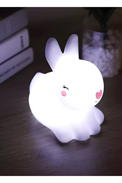 DAT Cute Bunny LED Night Light for Kids, Soft Glow Bedside Lamp, Mini 12cm Nu...