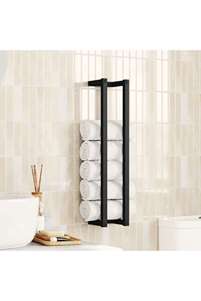 vidaxl Towel Rack Black 12.5x12.5x60 cm Iron