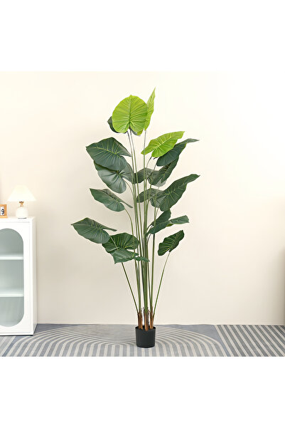 sharpdo نبات غوانيين أخضر اصطناعي متدلي، مع وعاء زهور أسود، مناسب للمنزل والم...