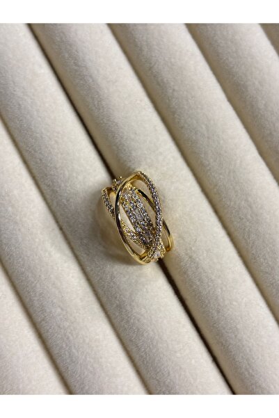 lotusbybuket Vip Fashion Multi-View Zircon Stone Adjustable Steel Gold Ring