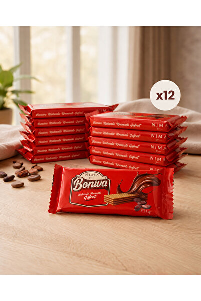 Nima Gurme Boniva Kakaolu Kremalı Gofret 12’li Aile Paketi (12 x 45 gr)