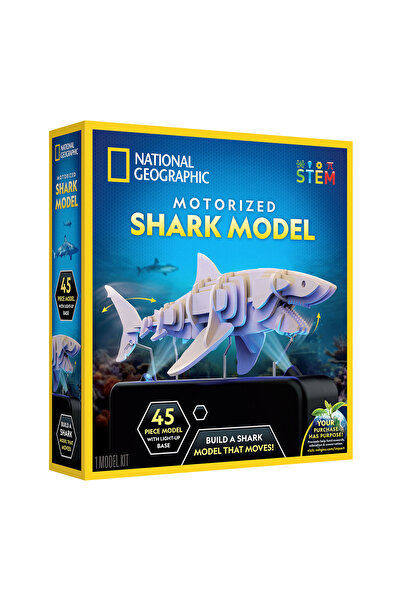 NATIONAL GEOGRAPHIC نموذج سمكة قرش خشبي بمحرك!