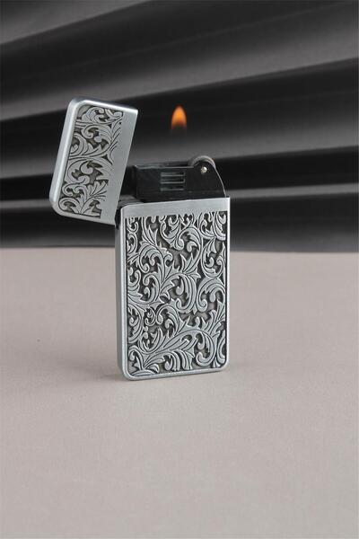 Silvio Monetti Kapaklı Normal Alevli Çift Taraflı Kabartmalı Metal Gazlı Çakm...