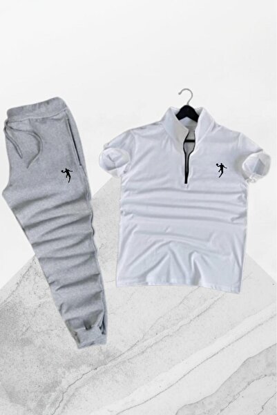 NO 601 Unisex White Zippered Tshirt Gray Summer Tracksuit Bottom Slam Printed...