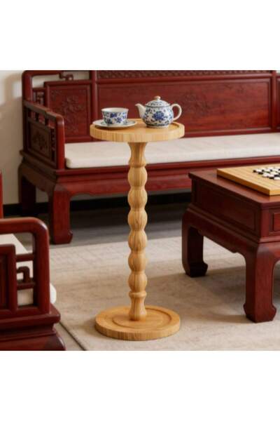 Mtanvxay طاولة قهوة دائرية عصرية بديكور أنيق، أرجل خشبية صلبة قابلة للتحريك، ...