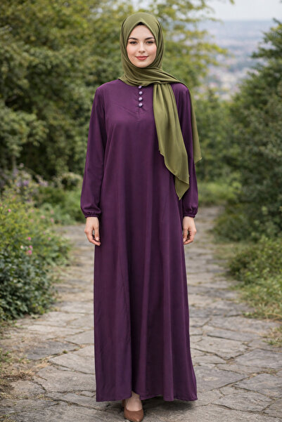 VİZYON فستان تيسيت (حجاب) من الفيسكوز بلون البرقوق