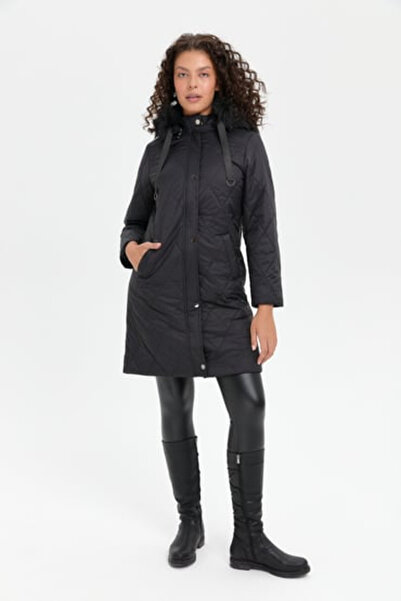 Desen Hooded Midi Oversized Coat - Winter