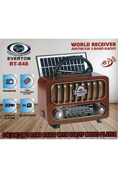 Everton Rt-848 Güneş Enerjili Panelli Bluetooth Fm-Usb-Tf Card-Aux Nostaljik ...