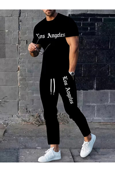 İSMTEXS سترة رياضية للجنسين بأكمام قصيرة بتصميم نص لوس أنجلوس مطبوع سويت شيرت...