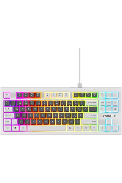 Everest Kb-98 Silent Tkl Gri Mavi-Beyaz Rainbow Q Membrane Kablolu Klavye