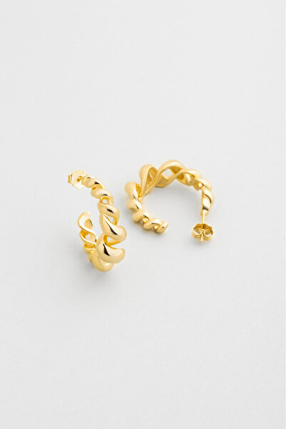 So CHIC... Burgu Detaylı 18 Ayar Sarı Altın Kaplama Gümüş Halka Küpe