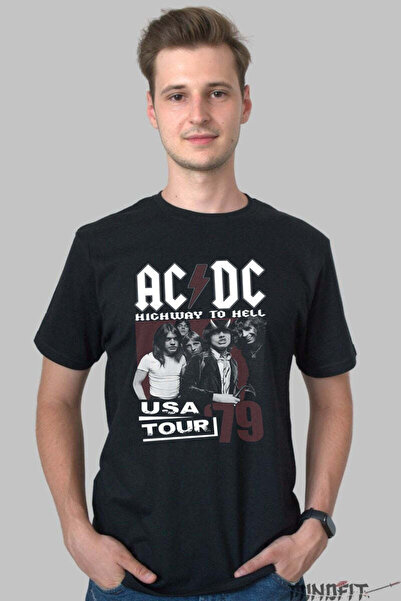 GILDAN Tricou Rock Ac Dc Highway To Hell Usa Tour 1979 Barbat