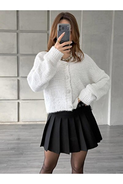 Coral Stoned Buttoned Glitter Cardigan 3186 White