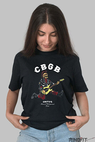 GILDAN Tricou Rock Cbgb Punk Skeleton Dama