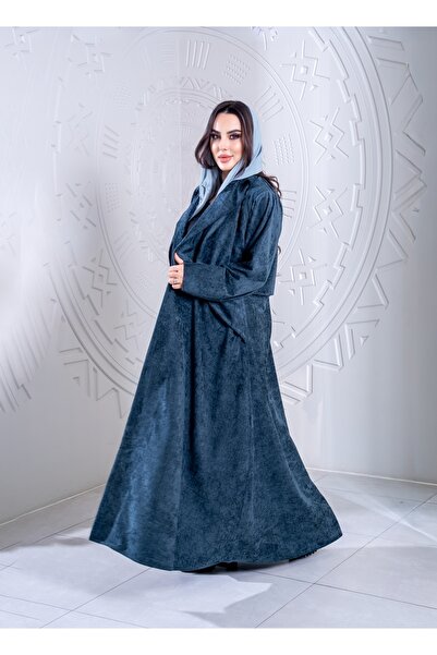 elegant hijab عباية اناقة المخمل تركواز