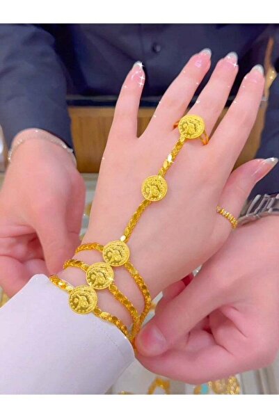 Generic Vintage Coin Finger Chain Bracelet: Multi-Layer Gold Stackable Hand J...
