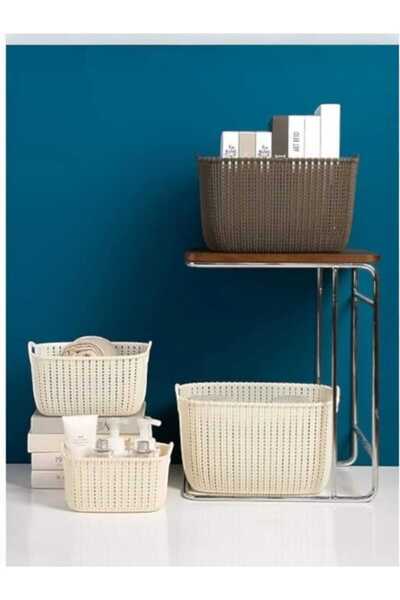 chinese (3 PCS) basket plastic desktop collection basket hollow Kitchen Baske...