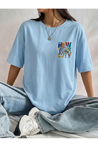 BUWOM Γυναικείο μπλουζάκι New York Color Crew Neck