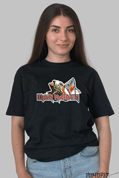 GILDAN Tricou Iron Maiden Eddie Si Drapelul Britanic Dama