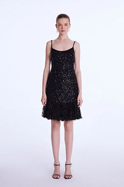 adL Night Zoom Püskül Detaylı Mini Elbise