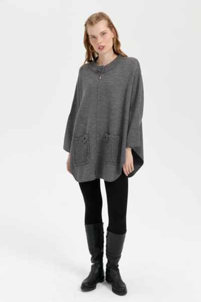 Desen Жіночий оверсайз-пальто середньої довжини — на блискавці, з в'язаними д...