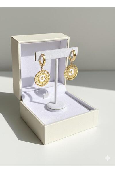 Jewerly أقراط دائرية من الفولاذ باللون الذهبي للسيدات