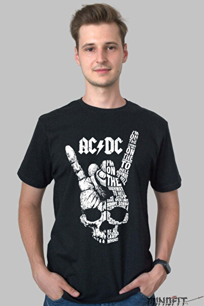 GILDAN Tricou Rock Ac Dc Highway To Hell Skull Tribute Barbat