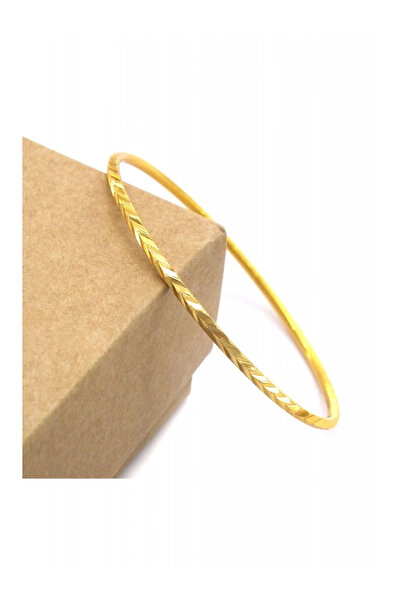 Evren Butik Altın Renk 22 Ayar Kaplama Başak Desenli Ajda Bilezik 22 Cm.