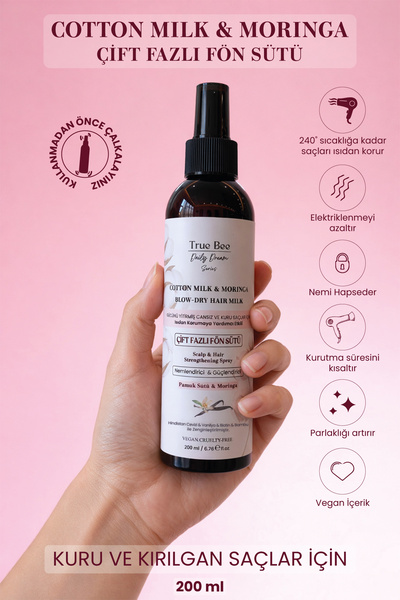 True Bee Çift Fazlı Fön Suyu | Gücünü Yitirmiş Cansız ve Kuru Saçlar İçin Isı...