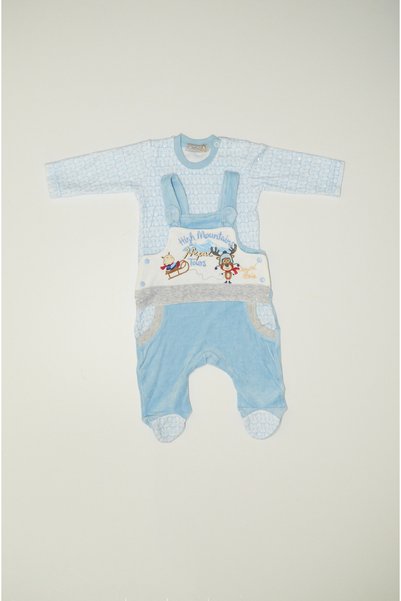 Baby Slon Kids Clup Kışlık kadife ikili kızak nakışlı çıtçıt kapamalı patikli...