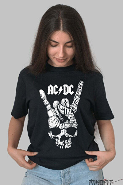 GILDAN Tricou Rock Ac Dc Highway To Hell Skull Tribute Dama