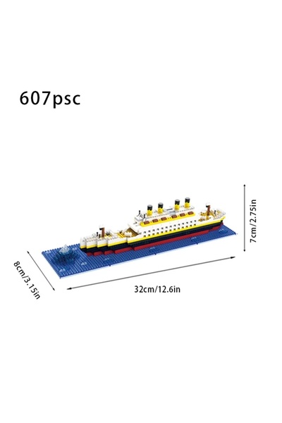 choice2 607 قطعة من الماس الصغير، مجسمات صغيرة الحجم لسفينة تايتانيك، مشهد جب...