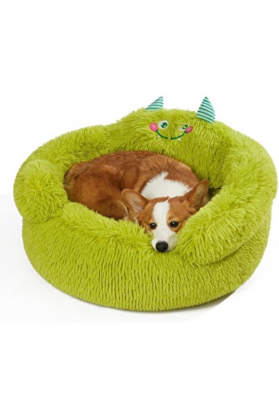 Arabest Jiupety Calming Dog and Cat Bed, Indoor High Bolster Donut Dog Beds, ...