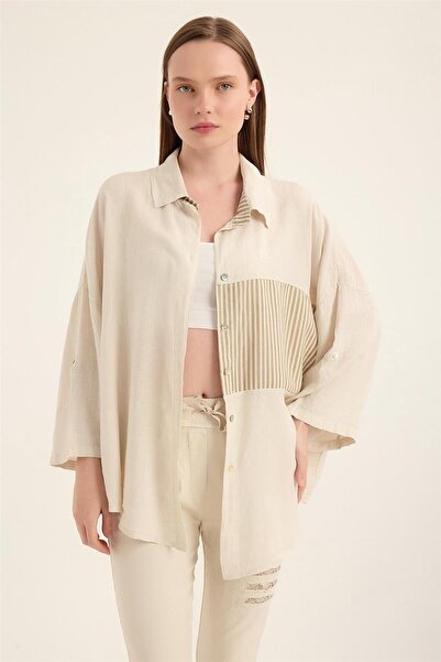 HomeStore Λινό ριγέ πουκάμισο