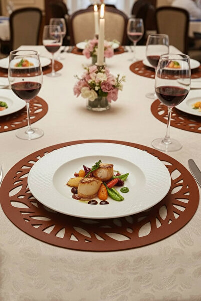 Morika Hotel & Home Textile Deluxe Series Set of 6 Faux Leather Round Placema...