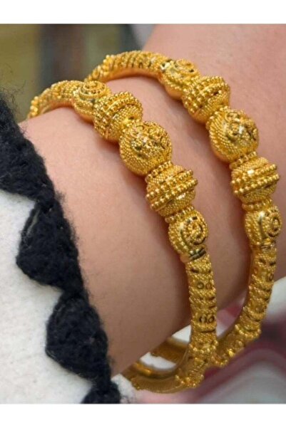 ALAZHAR سوار رائع مطلي بالذهب مزين بخرز منحوت على شكل زهرة