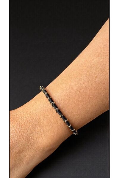 Bensei Takı Dükkanı Bensei Steel Chain Wrap, Black Color Adjustable Bracelet