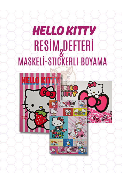 Ceylan Kırtasiye 2 li Hello Kitty Spiralli Resim Defteri + Boyama (2li Set)