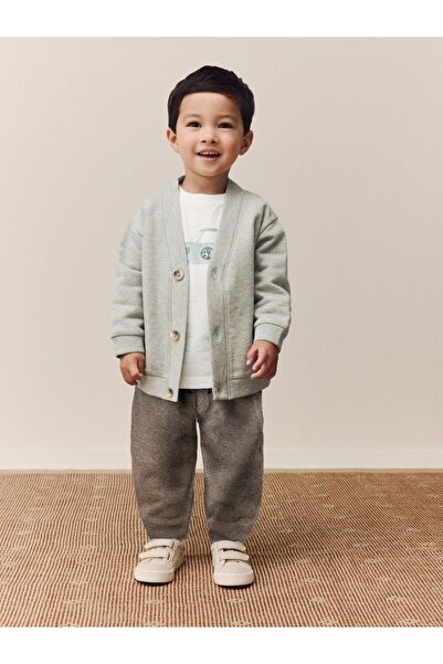 Next Baby Cotton Grey/White Cardigan, Thsirt and Pants Set 3-Piece Bottom Top...