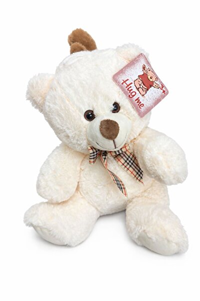 OEM White teddy bear with bow -25 cm