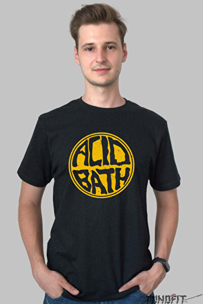 GILDAN Men's Rock Acid Bath Logo Vintage Yellow T-Shirt
