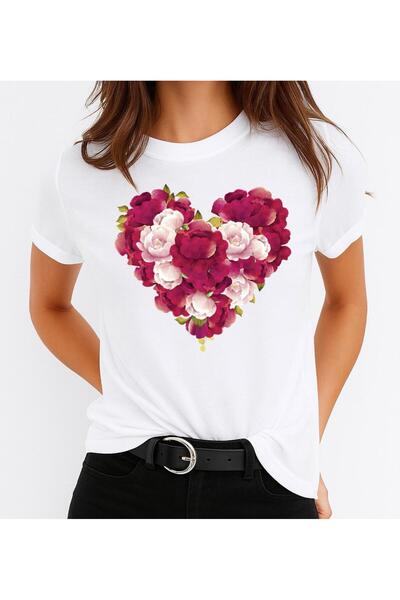 OEM Tricou de damă din bumbac 100% Love Pink Flowers