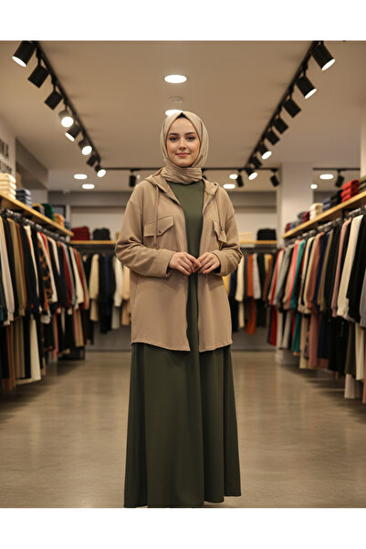 wishne KADIN FERMUARLI KAPÜŞONLU TUNİK CEKET- BÜYÜK CEPLİ MEVSİMLİK SWEATSHİRT