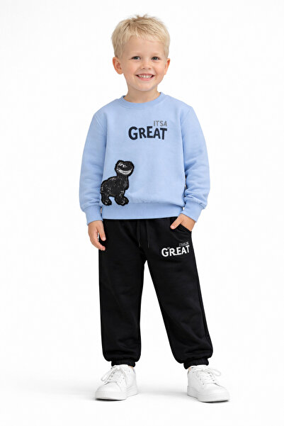 zepkids guler rotund Set de trening pentru băieți, brodat, albastru bebeluș, ...