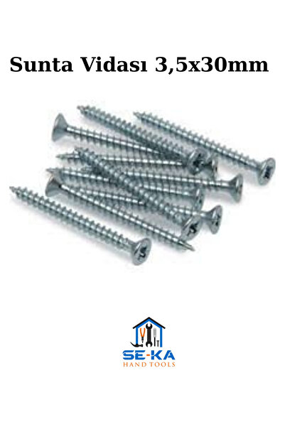 SEKA HAND TOOLS Sunta Vidası 3,5x30mm 200'li Paket – Mobilya & Ahşap Uygulamaları için Güçlü, Paslanmaz Vida Seti