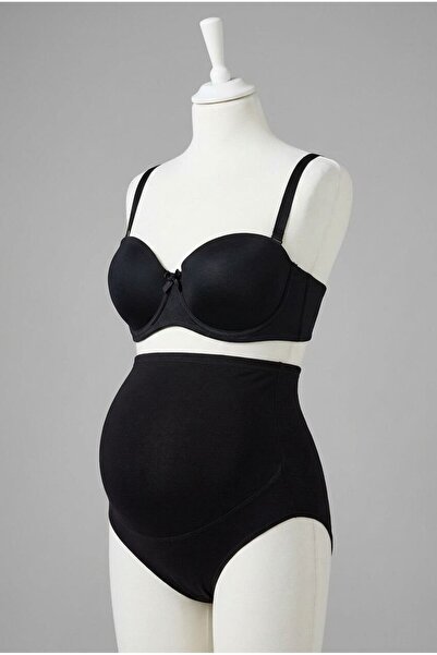 Aria's Closet Cotton and Modal Fabric High Waist Black Maternity Panties